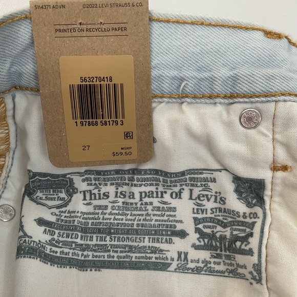 Levi's Light Blue Distressed Denim Cutoff Shorts - Picture 6 of 7